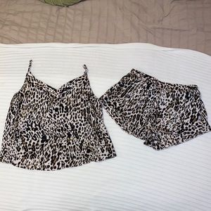 Leopard satin sleep pajama set